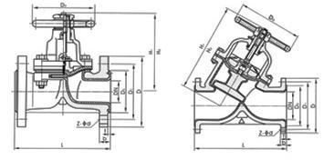 襯(chèn)氟(fú)隔膜閥外(wài)形尺寸圖