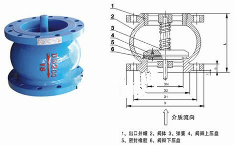消聲止回閥結構圖 消聲止回閥結構圖(tú)
