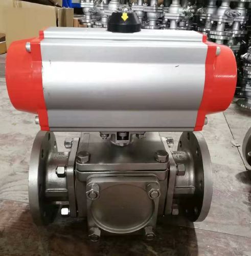 氣動高平台法蘭三通球閥（fá）